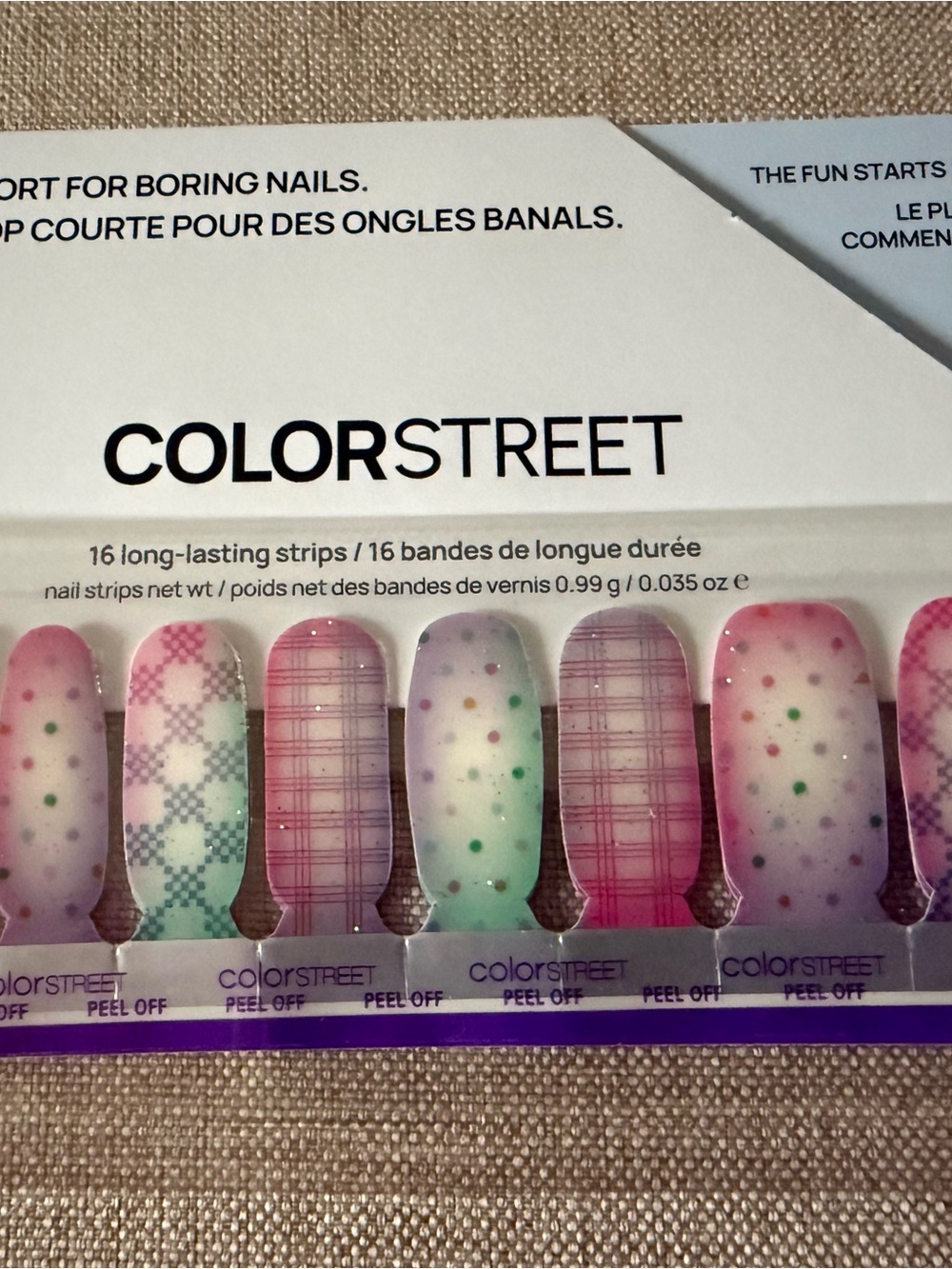 Color Street Pink Plaid & Confetti Nail Strips by Color Street